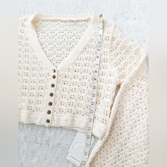 NWOT Commense Cream Knit Cardigan - Picture 9 of 11